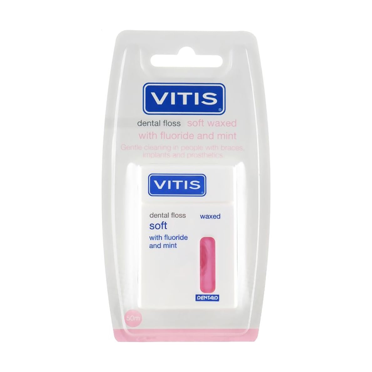 Зубна нитка Dentaid Vitis Soft Waxed Dental Floss рожева, 50 м