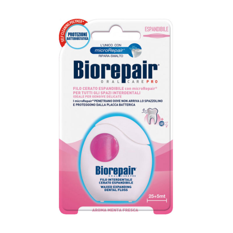 Зубна нитка-флос Biorepair Oral Care Pro Захист ясен з гідроксиапатитом та гіалуроновою кислотою, 30 м