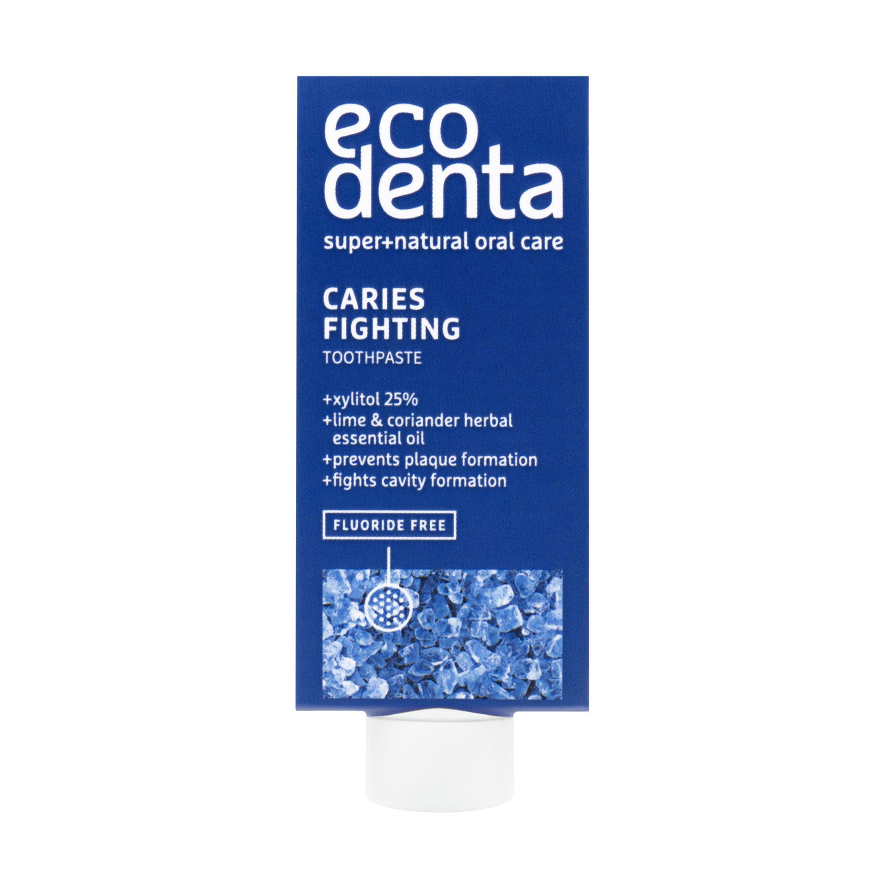 Зубна паста Ecodenta Caries Fighting проти карієсу, з ксилітом, листям коріандру та лаймом, 10 мл