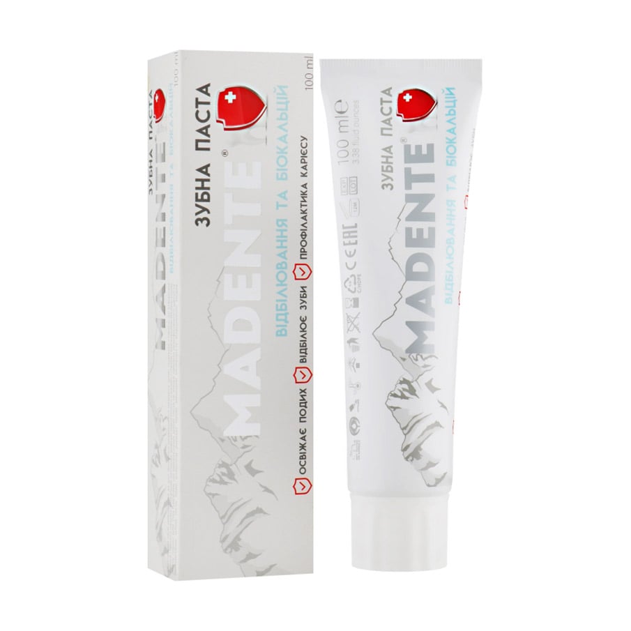 Зубна паста Madente Toothpaste Відбілювання та біокальцій, 100 мл