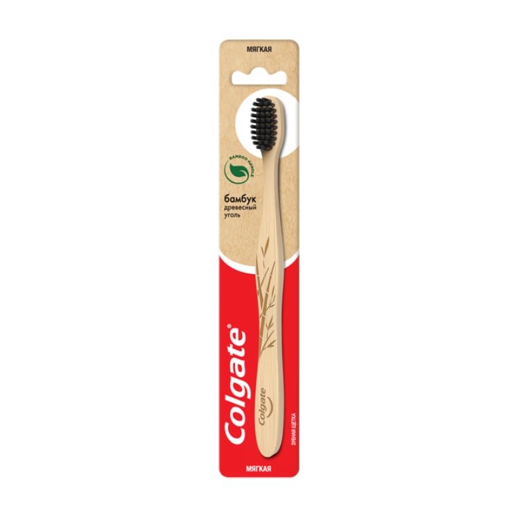 Зубна щітка Colgate Бамбук, Деревне вугілля, м'яка, 1 шт