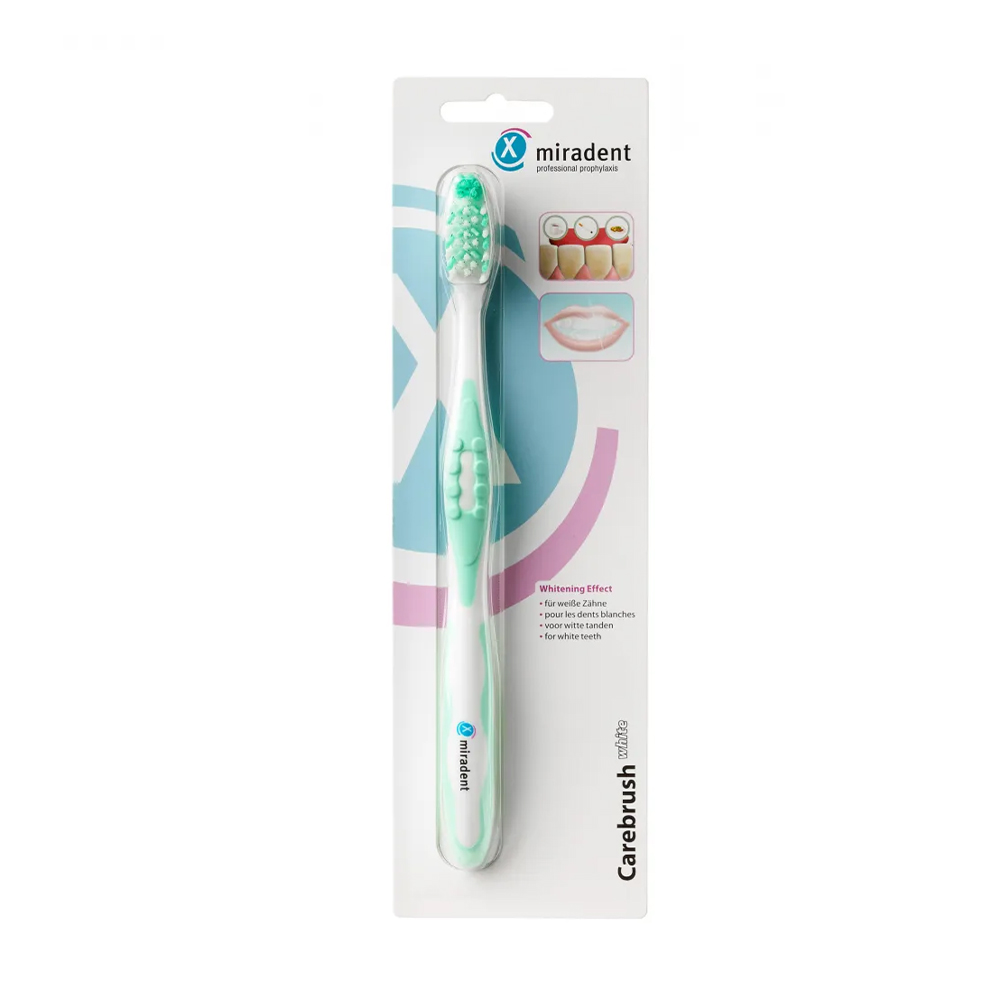 Зубна щітка Miradent Carebrush White середньої жорсткості, зелена, 1 шт