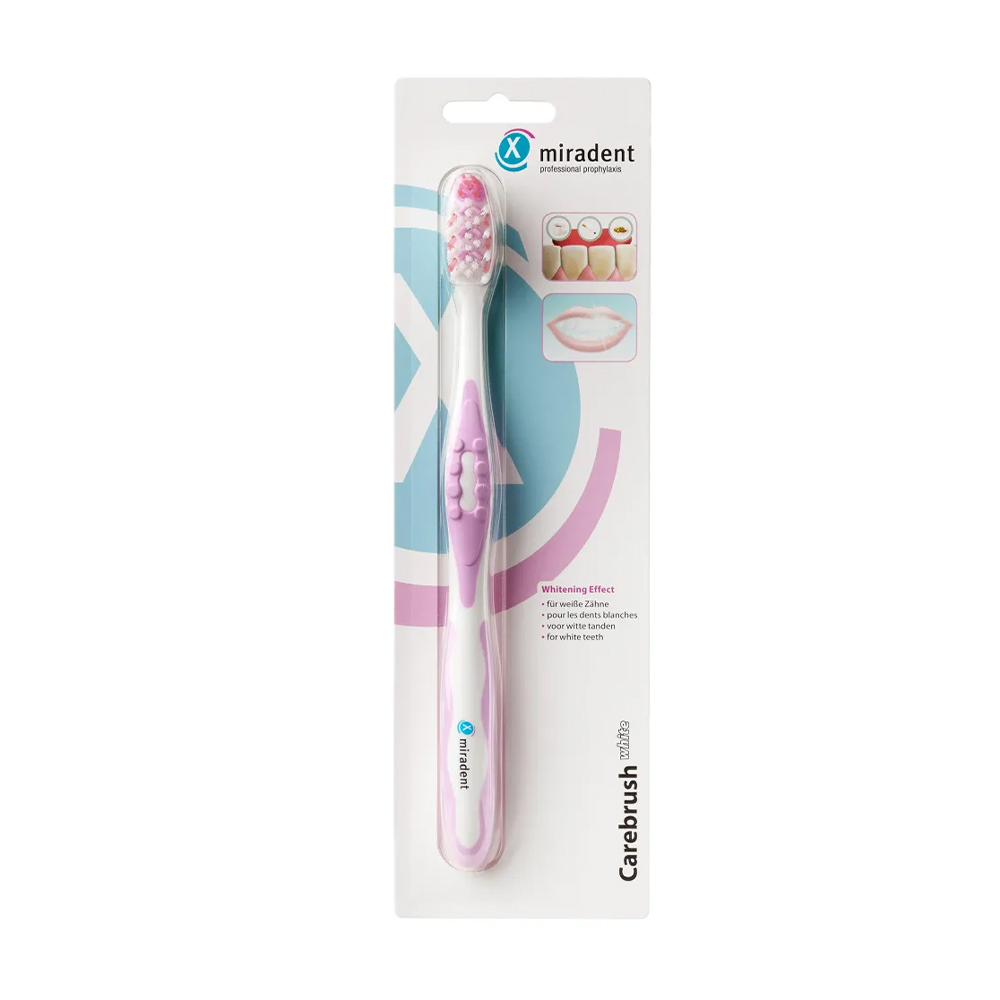 Зубна щітка Miradent Carebrush White середньої жорсткості, рожева, 1 шт