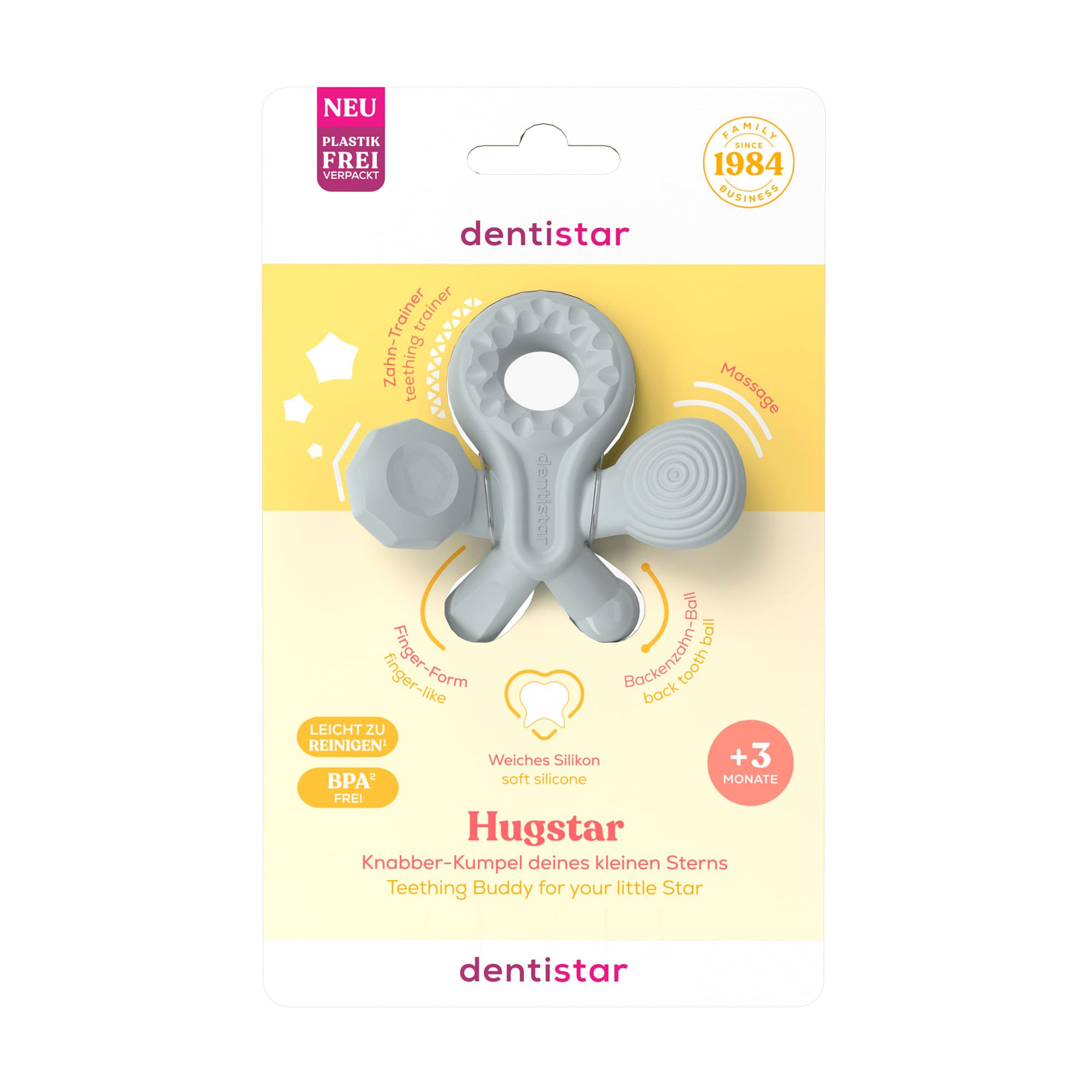 Зубне кільце-прорізувач силіконовий Dentistar Hugstar лавандовий, від 3 місяців, 1 шт (3960012)