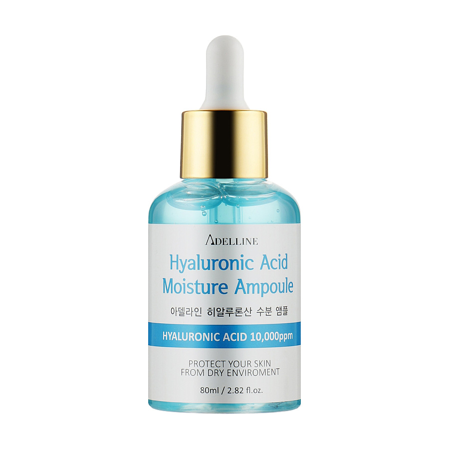 Зволожувальна ампульна сироватка для обличчя Adelline Hyaluronic Acid Moisture Ampoule з гіалуроновою кислотою, 80 мл