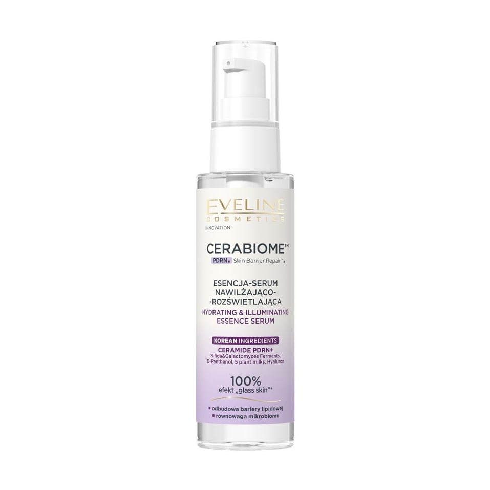 Зволожувальна есенція-сироватка для обличчя Eveline Cosmetics Cerabiome Hydrating &amp; Illuminating Essence Serum для сяяння шкіри, 100 мл