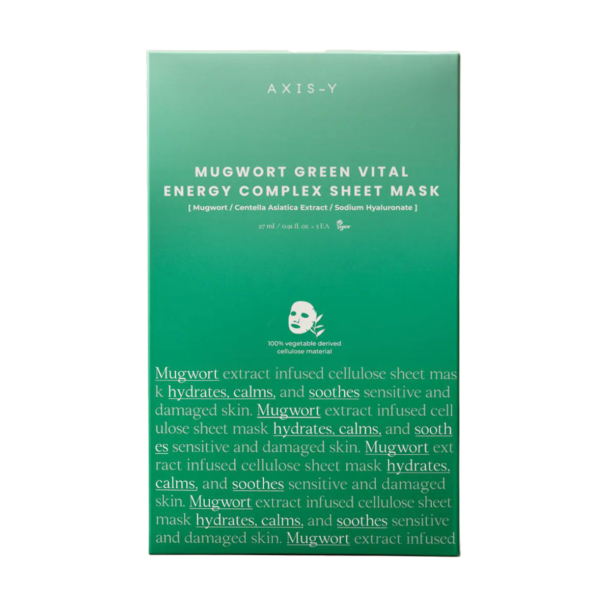 Зволожувальна маска для обличчя Axis-Y Mugwort Green Vital Energy Complex Sheet Mask, 27 мл