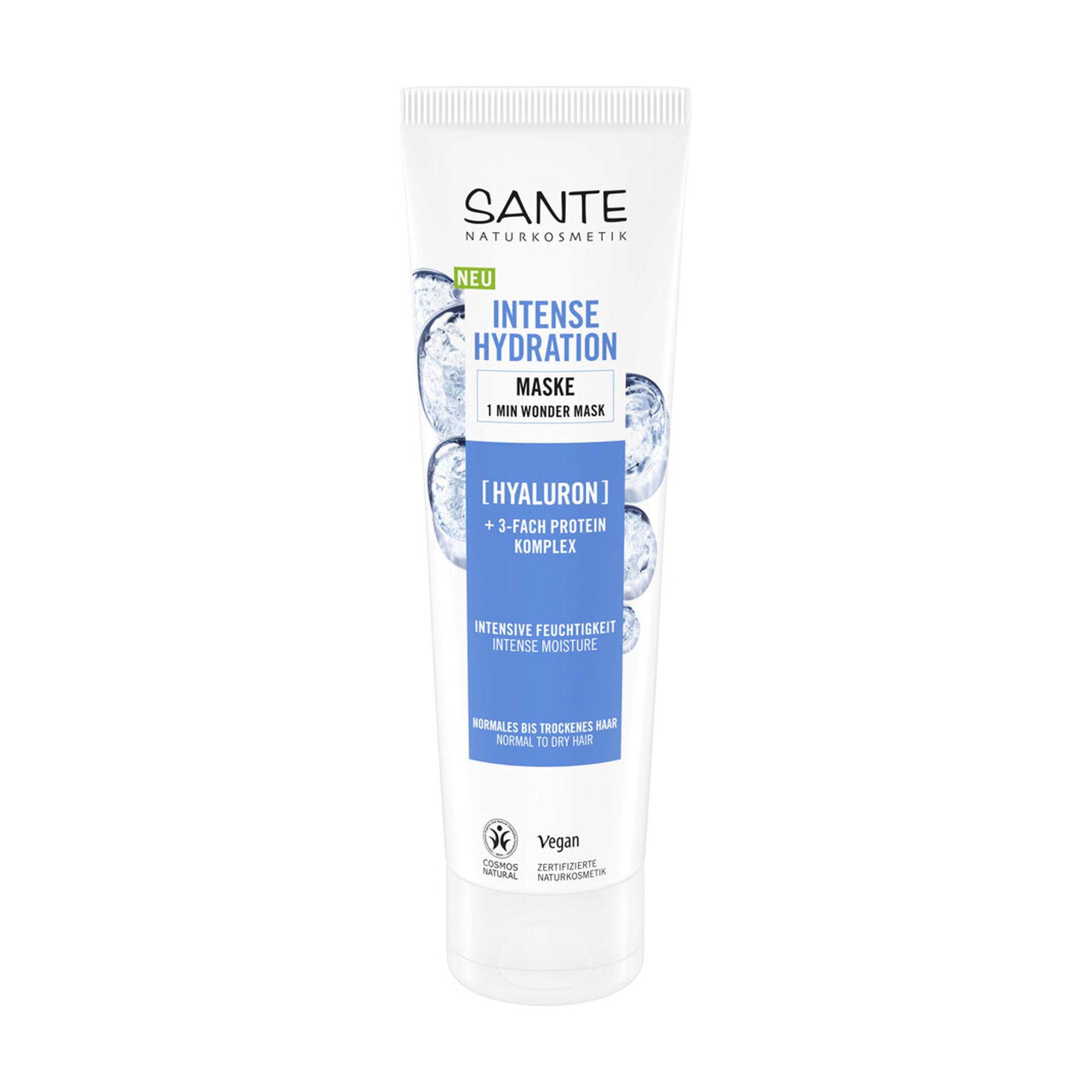 Зволожувальна маска для волосся Sante Intense Hydration з гіалуроновою кислотою, 150 мл