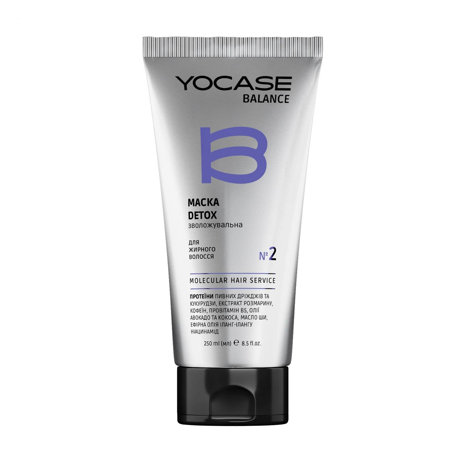 Зволожувальна маска Green Pharm Cosmetic Yocase Balance Detox 2 Molecular Hair Service для жирного волосся, 250 мл