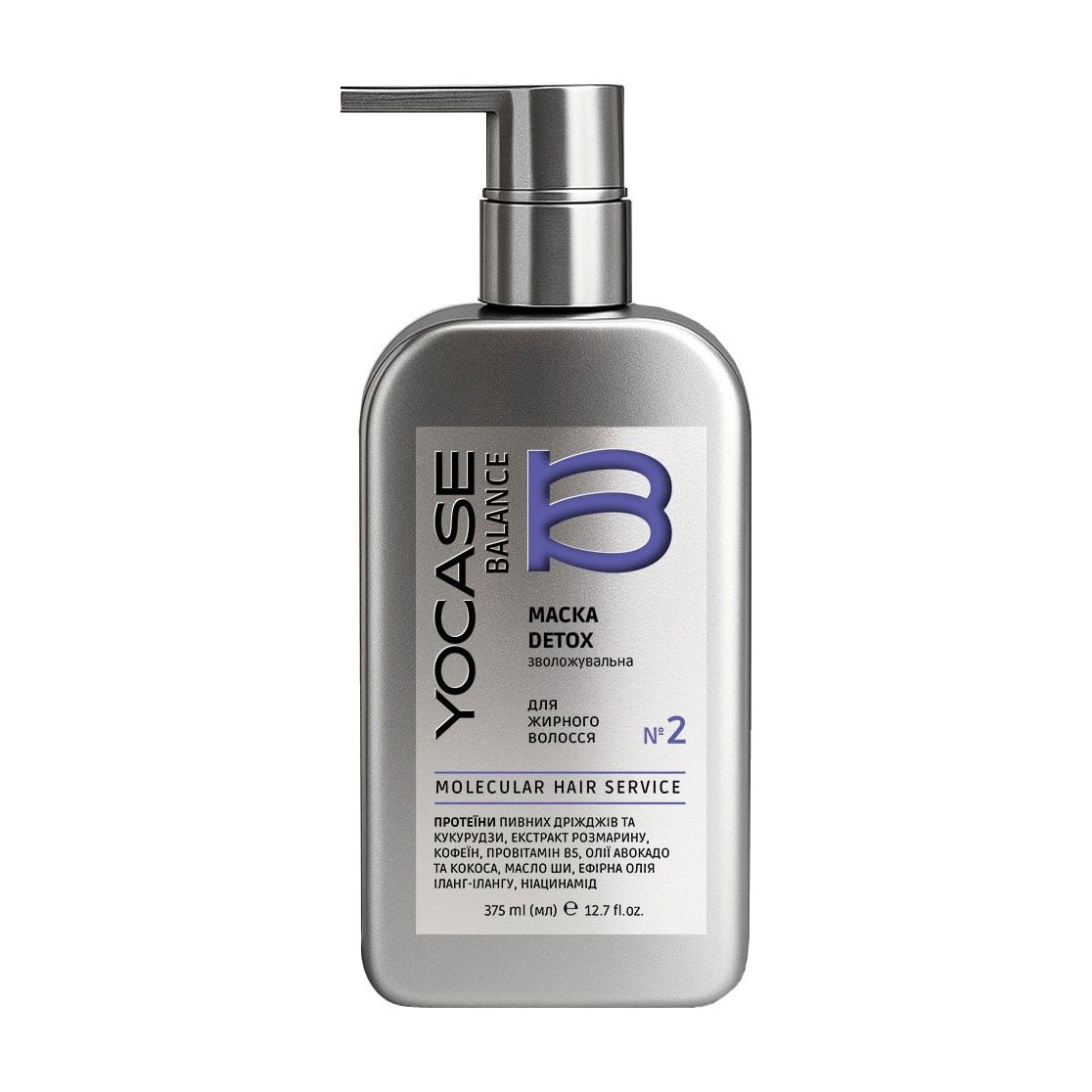 Зволожувальна маска Green Pharm Cosmetic Yocase Balance Detox 2 Molecular Hair Service для жирного волосся, 375 мл