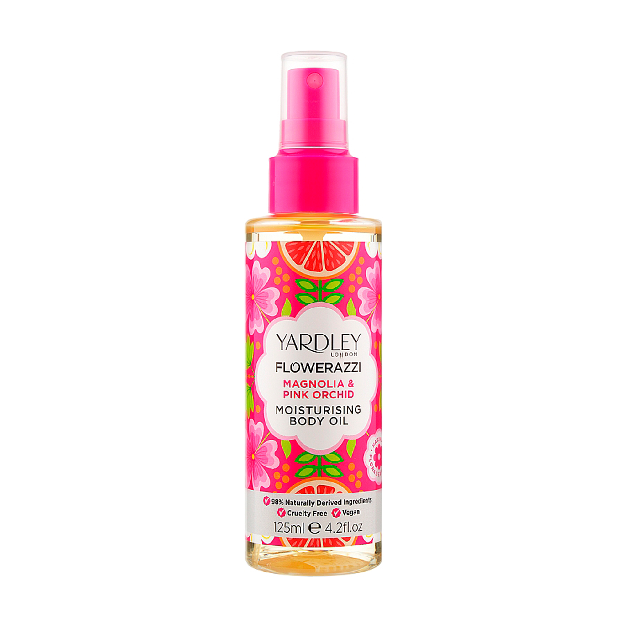 Зволожувальна олія-спрей для тіла Yardley Flowerazzi Magnolia &amp; Pink Orchid Moisturising Body Oil, 125 мл