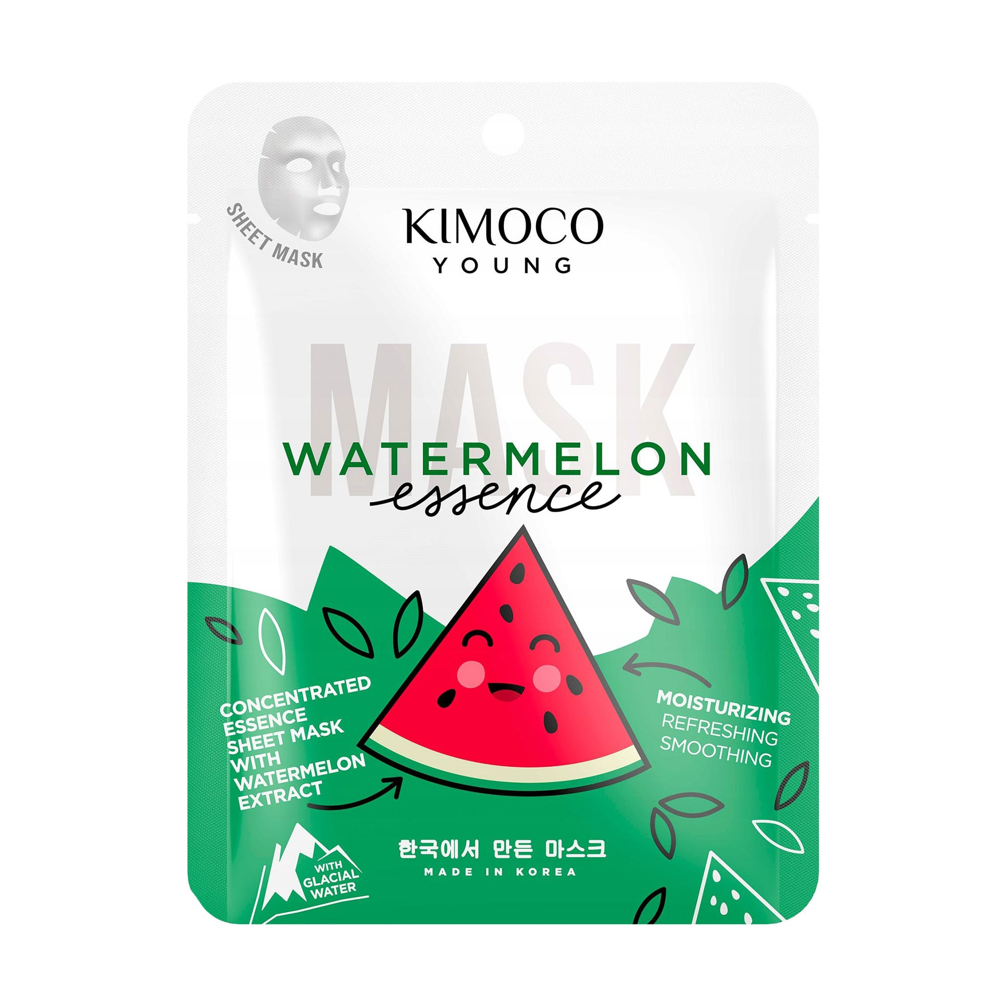 Зволожувальна освіжальна тканинна маска для обличчя Kimoco Young Concentrated Essence Sheet Mask, Watermelon, 25 мл