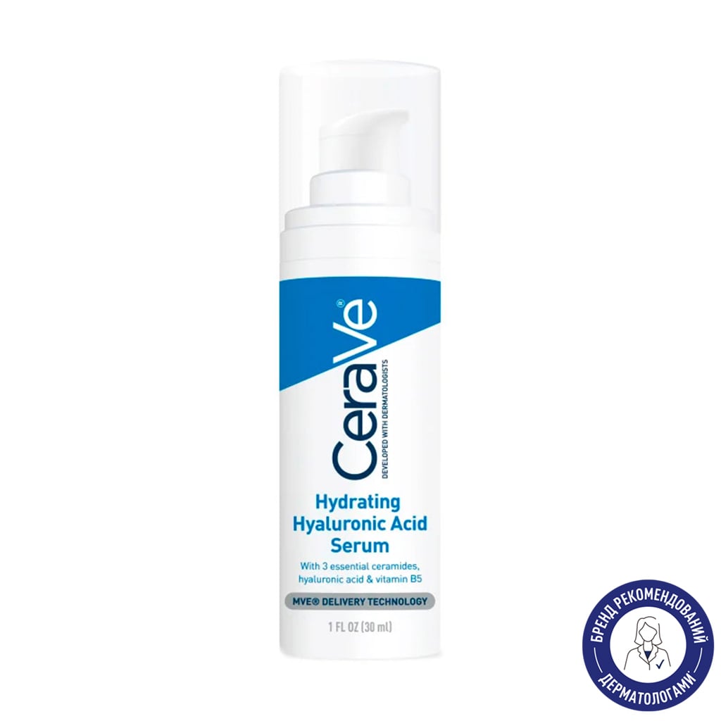 Зволожувальна сироватка CeraVe Hydrating Hyaluronic Acid Serum з гіалуроново кислотою, для всіх типів шкіри обличчя, 30 мл