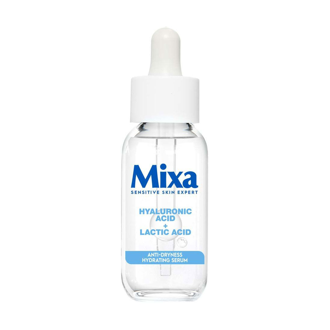 Зволожувальна сироватка для обличчя Mixa Anti-Dryness Hydrating Serum для сухої та чутливої шкіри, з гіалуроновою та молочною кислотою, 30 мл