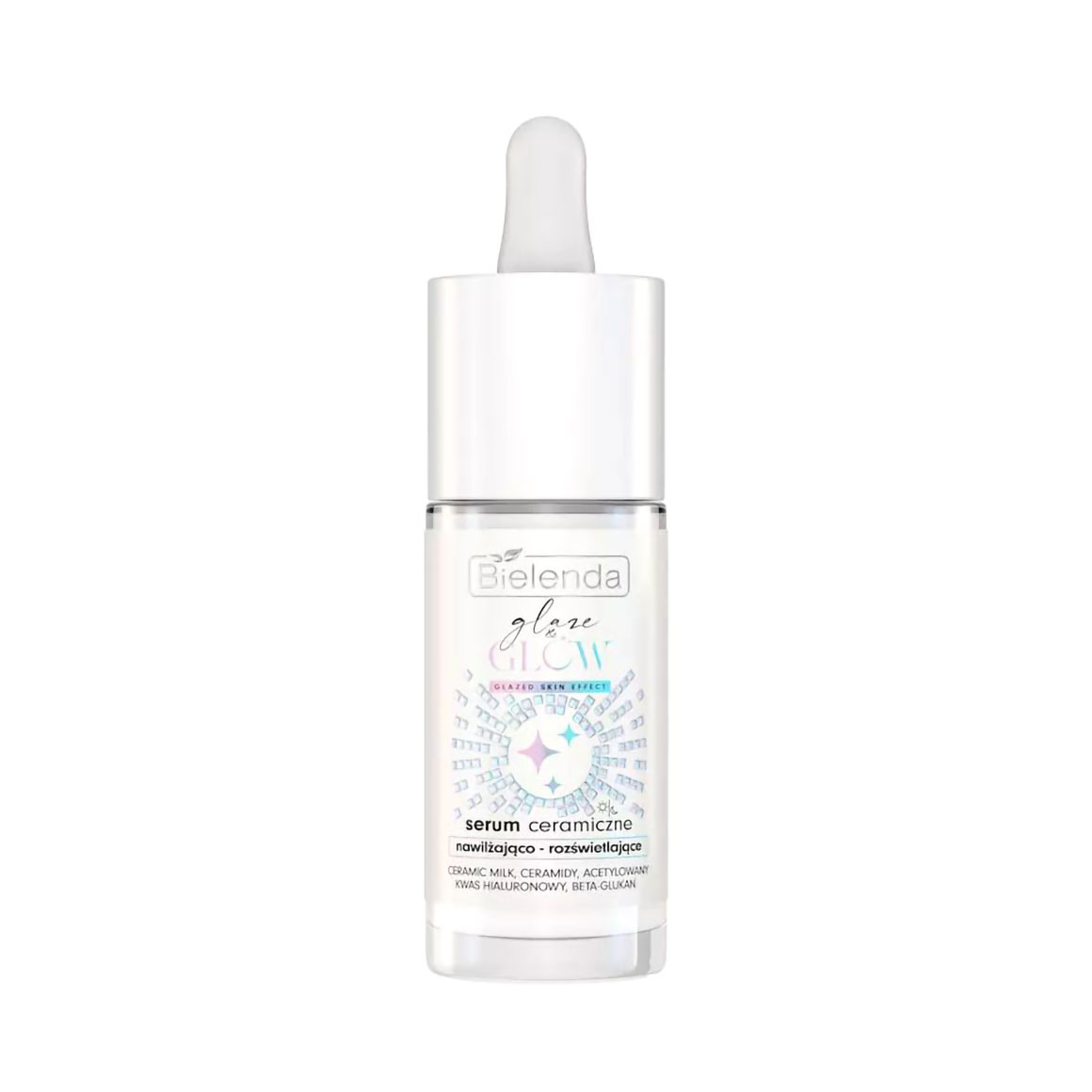 Зволожувальна та освітлювальна керамічна сироватка для обличчя Bielenda Glaze &amp; Glow Serum з ефектом глазурованої шкіри, 30 мл