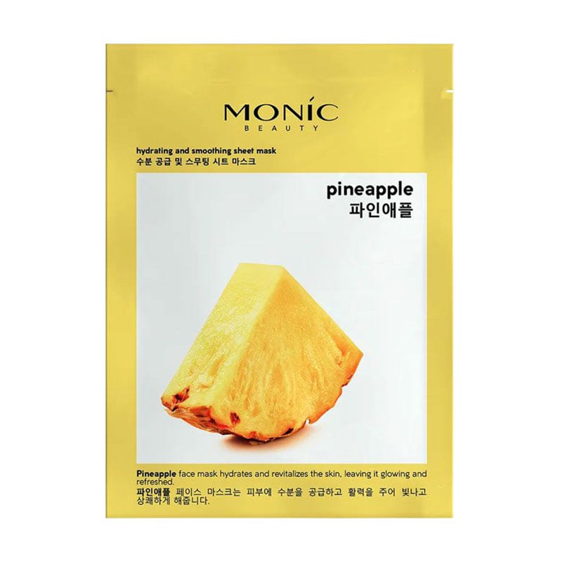 Зволожувальна та розгладжувальна тканинна маска для обличчя Monic Beauty Pineapple Sheet Mask з екстрактом ананаса, 25 мл