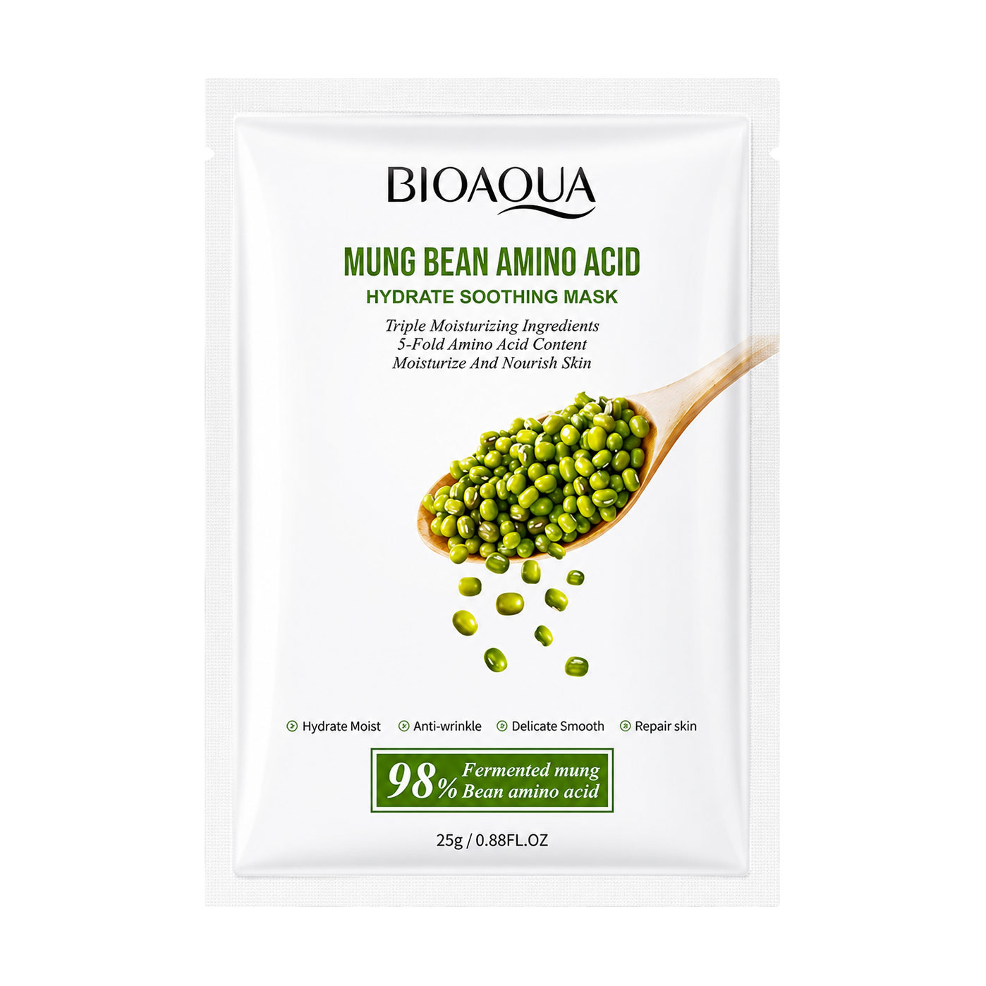 Зволожувальна тканинна маска для обличчя Bioaqua Mung Bean Amino Acid Hydrate Soothing Mask, 25 г
