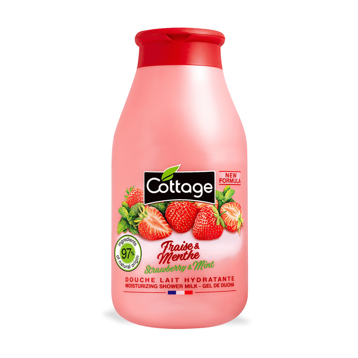 Зволожувальне молочко для душу Cottage Moisturizing Shower Milk, Strawberry &amp; Mint, 250 мл