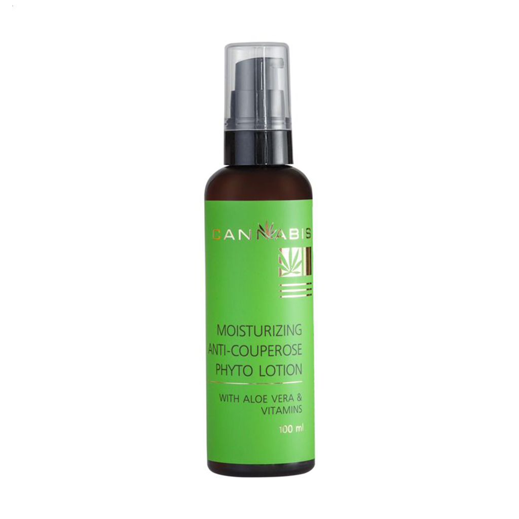 Зволожувальний антикуперозний фітолосьйон для обличчя Cannabis Moisturizing Anti-Couperose Phyto Lotion з алое вера та вітамінами, 100 мл