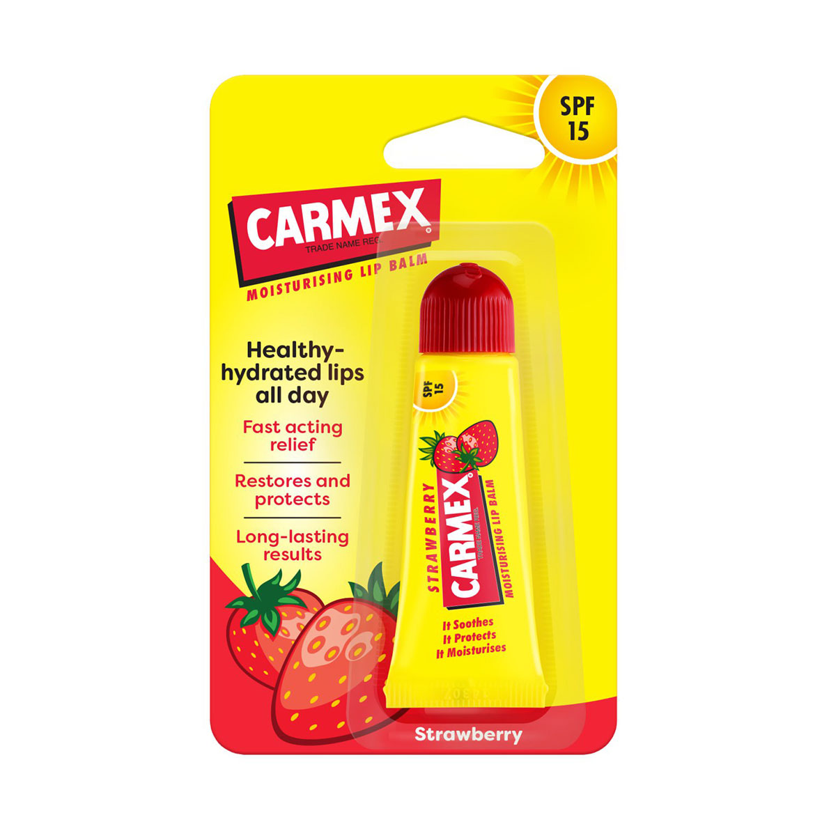 Зволожувальний бальзам для губ Carmex Moisturising Lip Balm SPF 15 Strawberry Полуниця, 10 г