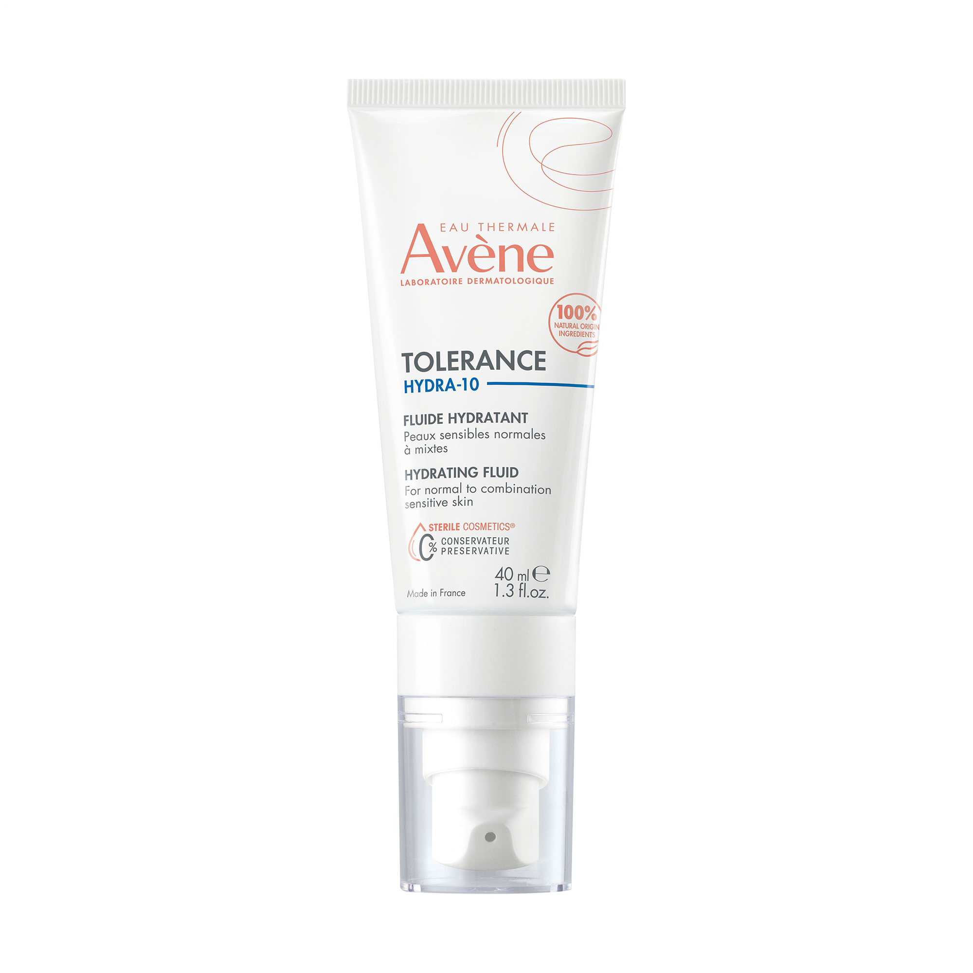 Зволожувальний флюїд для обличчя Avene Tolerance Hydra-10 Hydrating Fluid з гіалуроновою кислотою та термальною водою, 40 мл