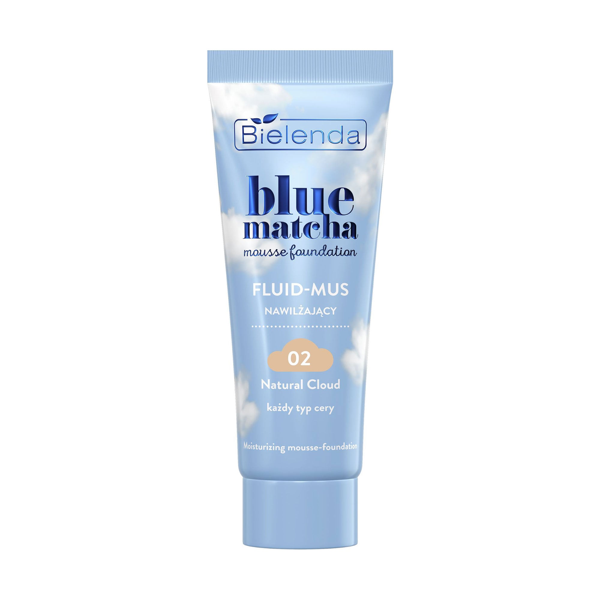 Зволожувальний флюїд-мус для обличчя Bielenda Blue Matcha Moisturizing Mousse-Foundation 02 Natural Cloud, 30 г