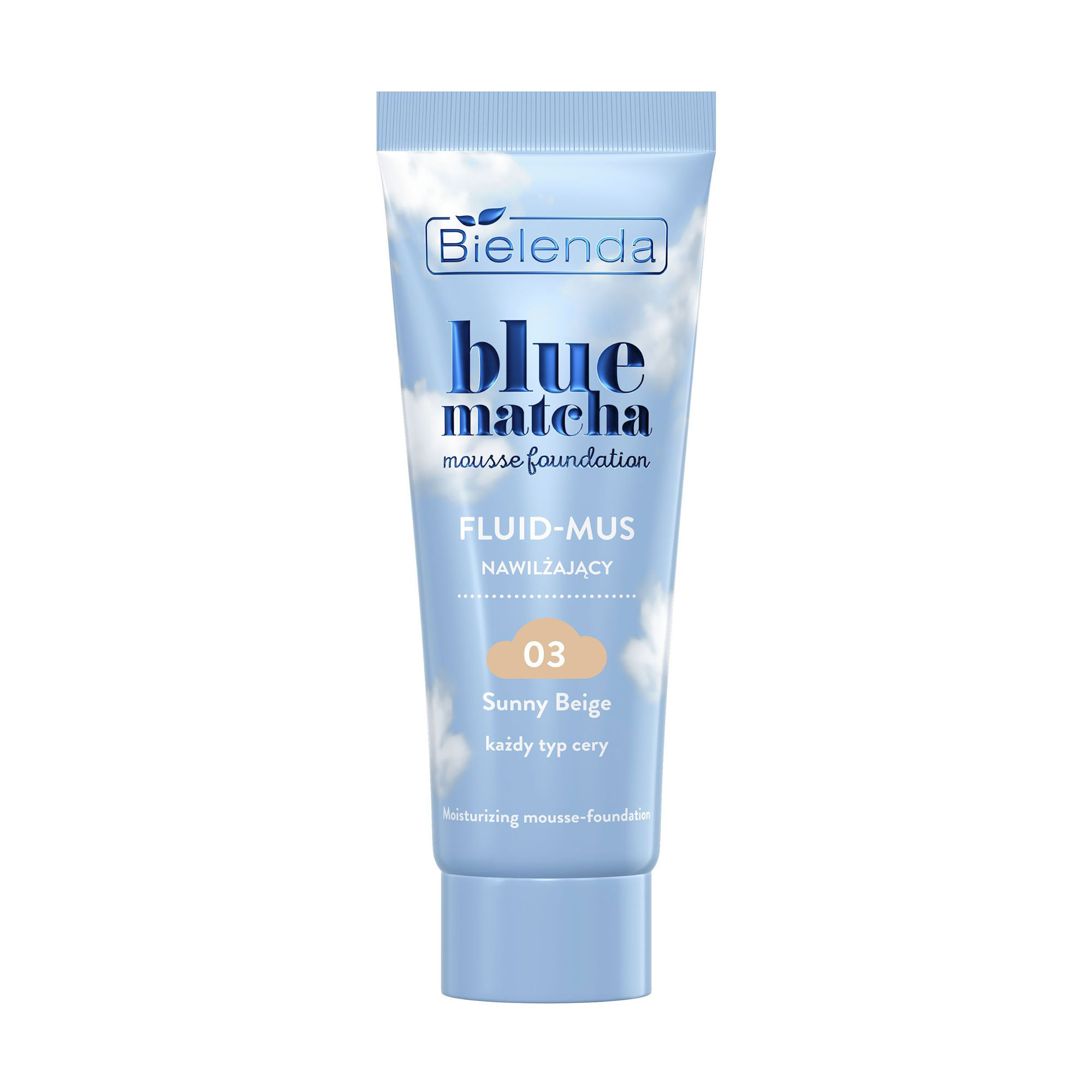 Зволожувальний флюїд-мус для обличчя Bielenda Blue Matcha Moisturizing Mousse-Foundation 03 Sunny Beige, 30 г