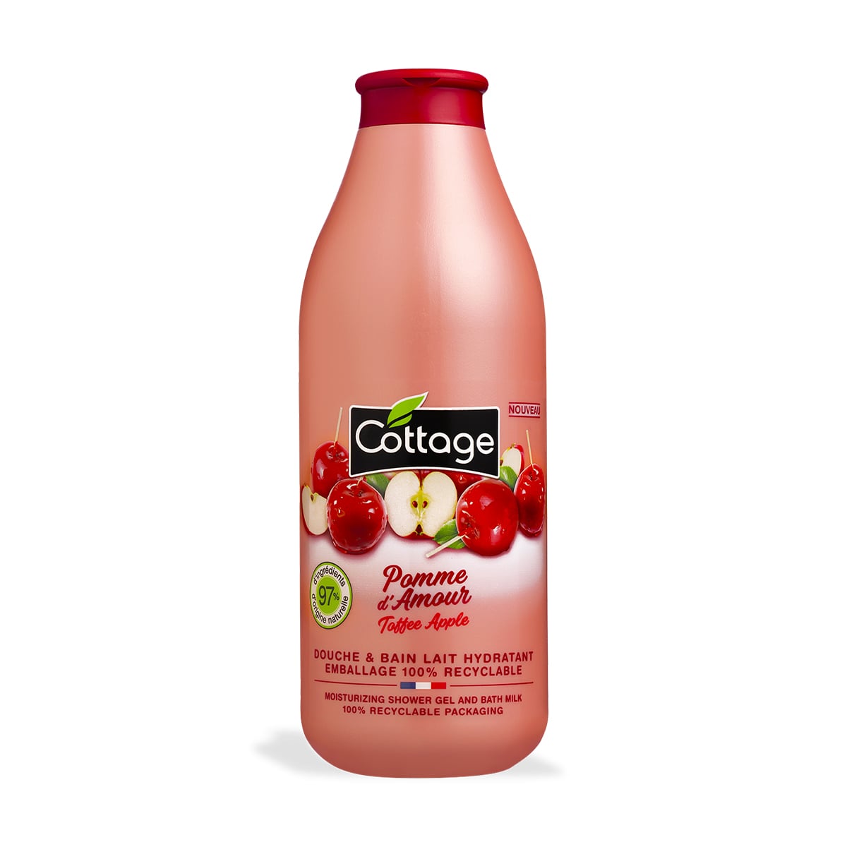 Зволожувальний гель для душу та молочко для ванни Cottage Moisturizing Shower Gel And Bath Milk, Toffee Apple, 750 мл