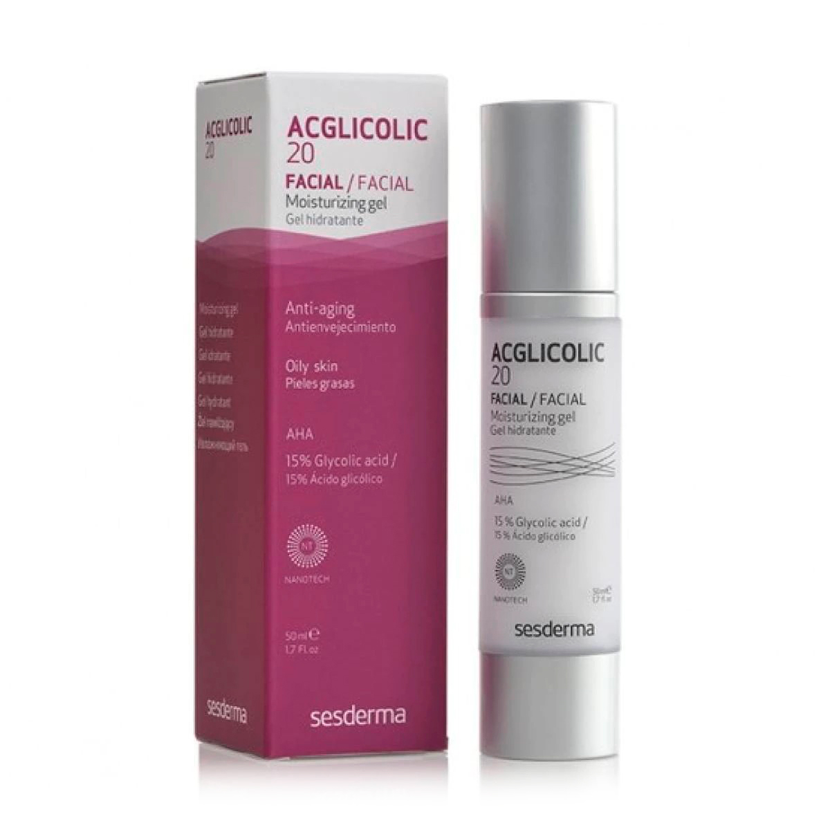 Зволожувальний гель для обличчя Sesderma Acglicolic 20 Moisturizing Gel для жирної шкіри, 50 мл