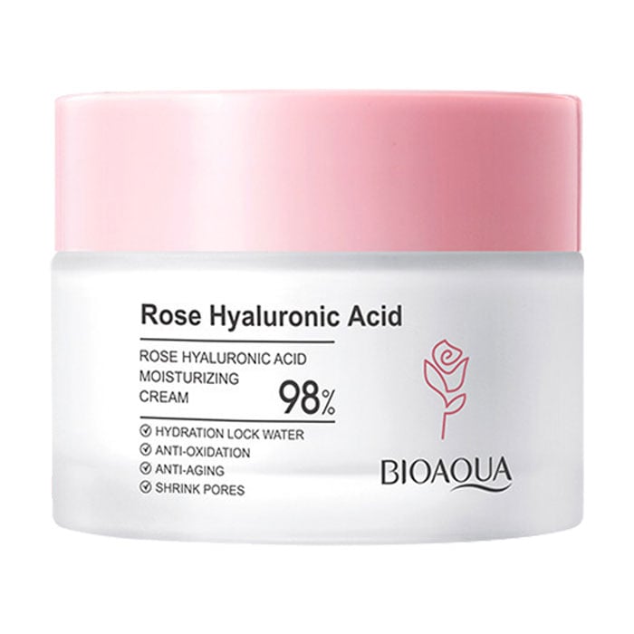 Зволожувальний крем для обличчя Bioaqua Rose Hyaluronic Acid Moisturizing Cream з екстрактом троянди та гіалуроновою кислотою, 50 г