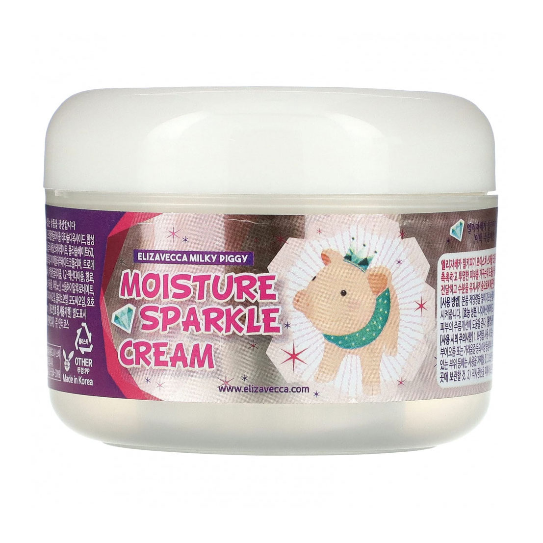 Зволожувальний крем для обличчя Elizavecca Milky Piggy Moisture Sparkle Cream з ефектом сяяння, 100 мл