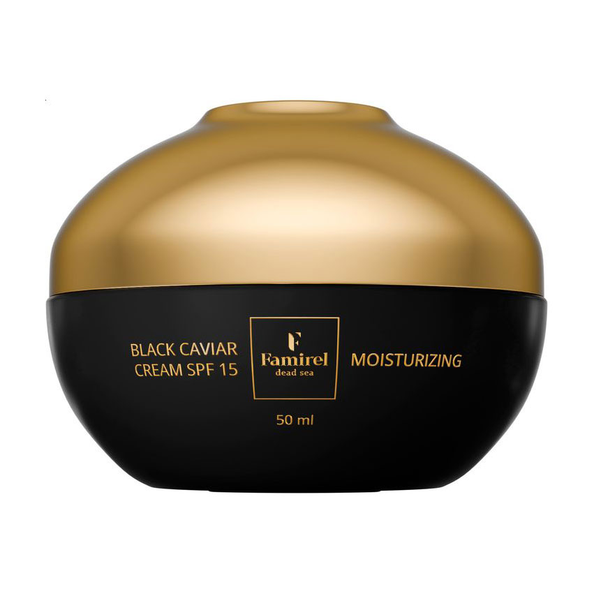 Зволожувальний крем для обличчя Famirel Black Caviar Moisturizing Cream, SPF 15, з екстрактом чорної ікри, 50 мл
