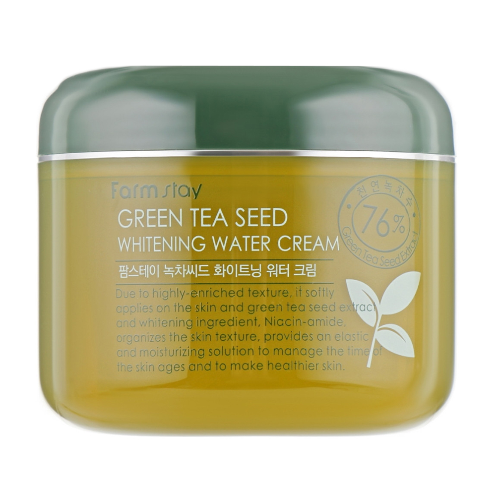 Зволожувальний крем для обличчя FarmStay Green Tea Seed Whitening Water Cream із зеленим чаєм, 100 г