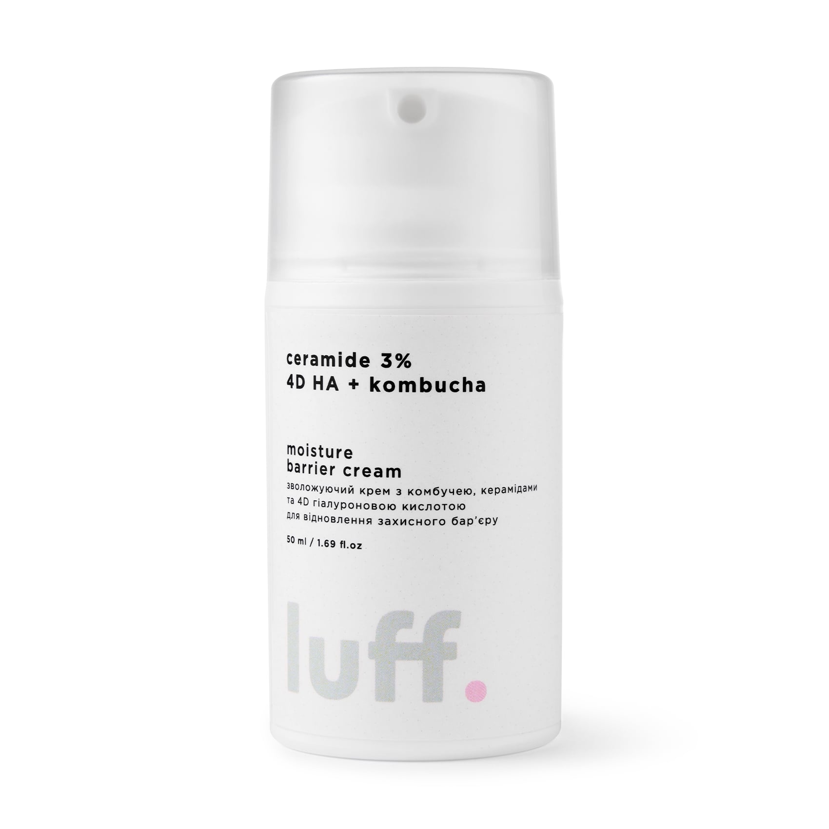 Зволожувальний крем для обличчя Luff Moisture Barrier Cream з комбучею, церамідами і 4D гіалуроновою кислотою, для відновлення захисного бар'єру, 50 мл