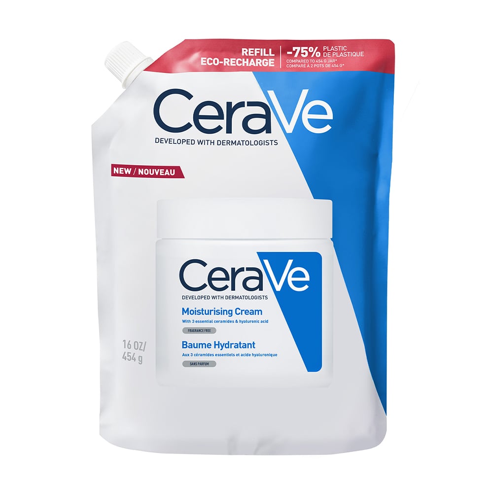 Зволожувальний крем для обличчя та тіла CeraVe Moisturising Cream Refill для сухої та дуже сухої шкіри, 454 г (дой-пак)