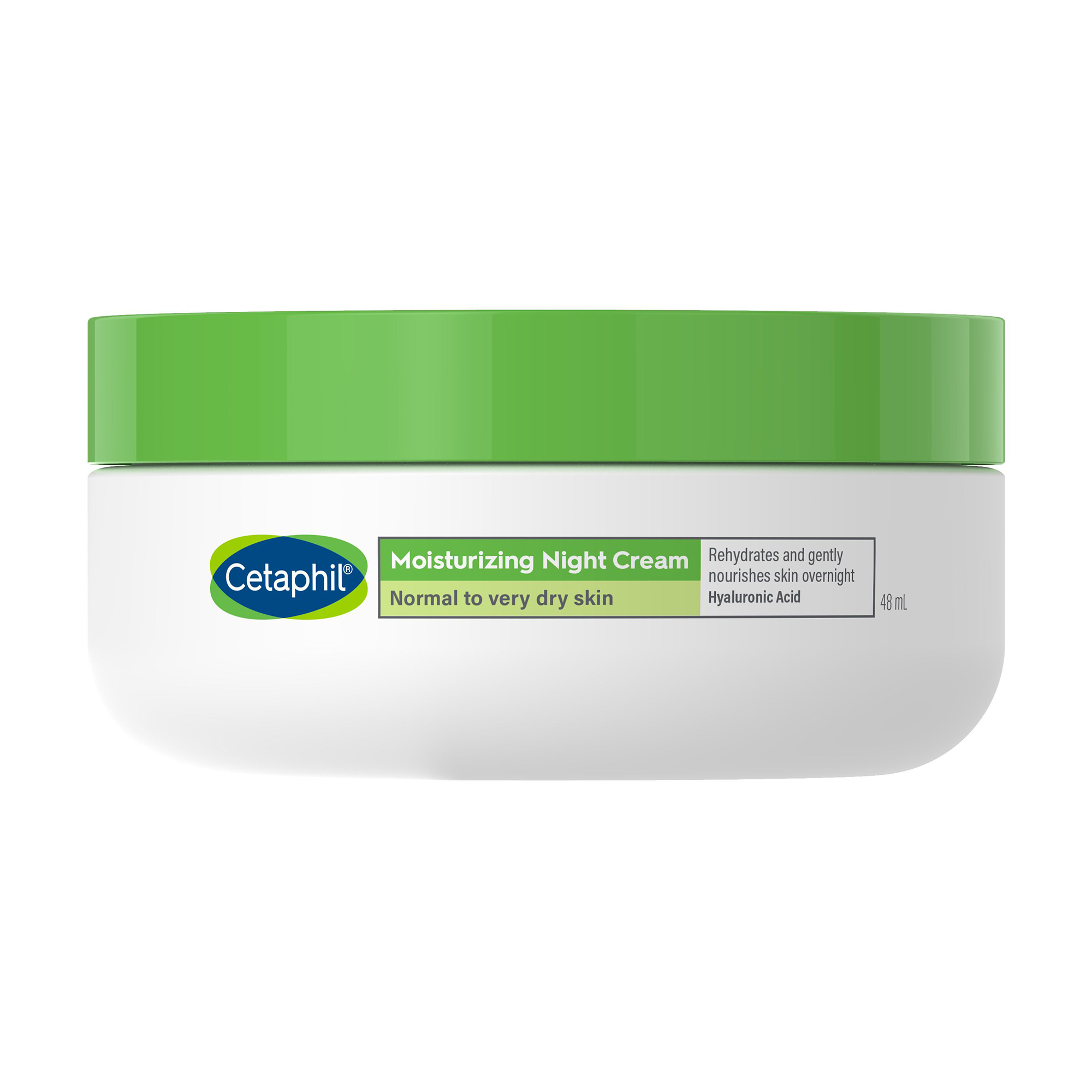 Зволожувальний нічний крем для обличчя Cetaphil Moisturizing Night Cream для нормальної та дуже сухої шкіри, з гіалуроновою кислотою, 48 мл