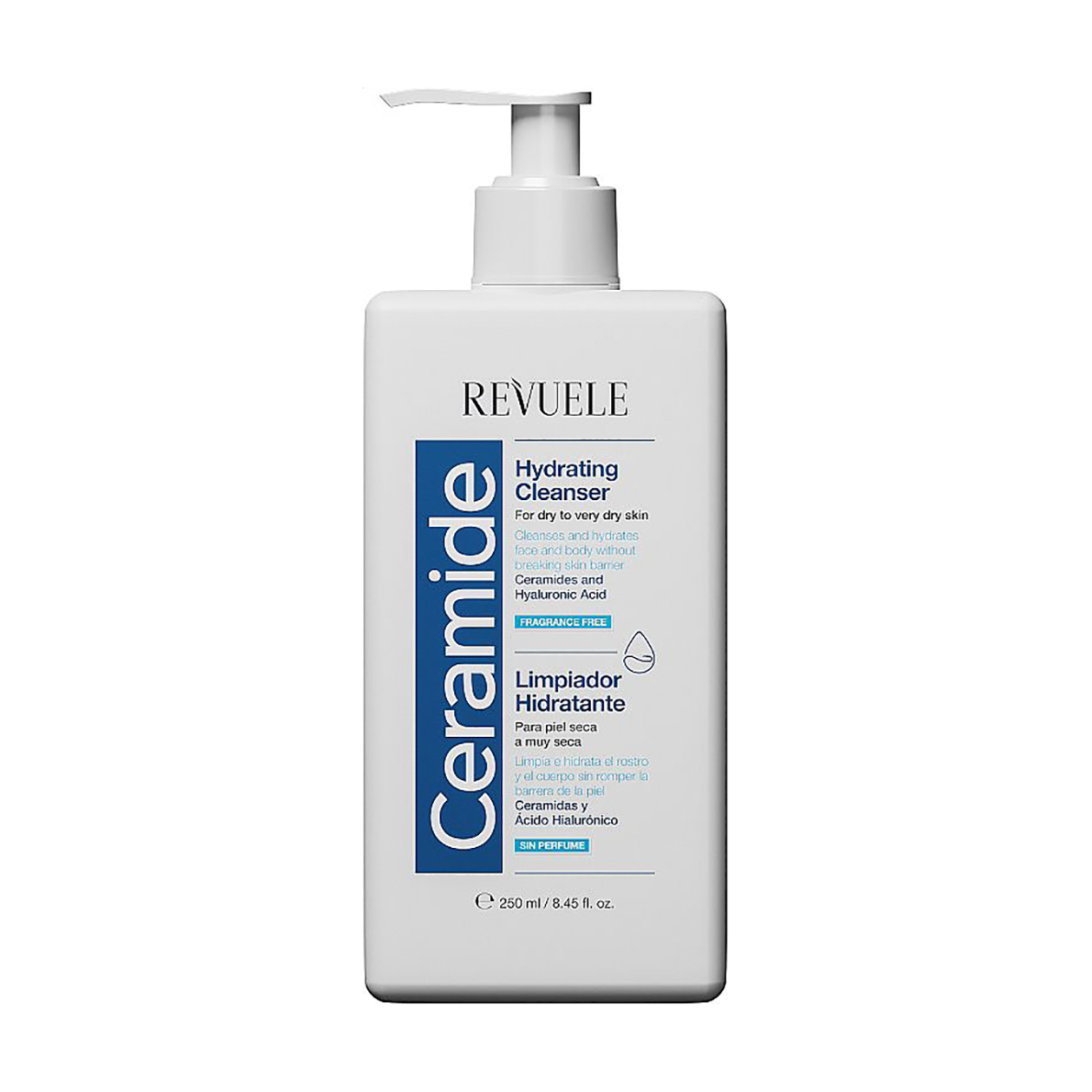 Зволожувальний очищувальний гель для обличчя та тіла Revuele Ceramide Hydrating Cleanser, 250 мл