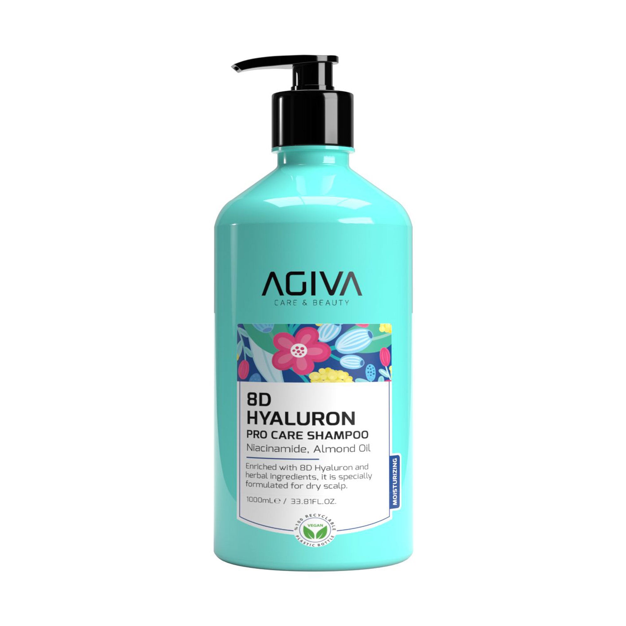 Зволожувальний шампунь Agiva 8D Hyaluron Pro Care Shampoo для сухого волосся, 1 л