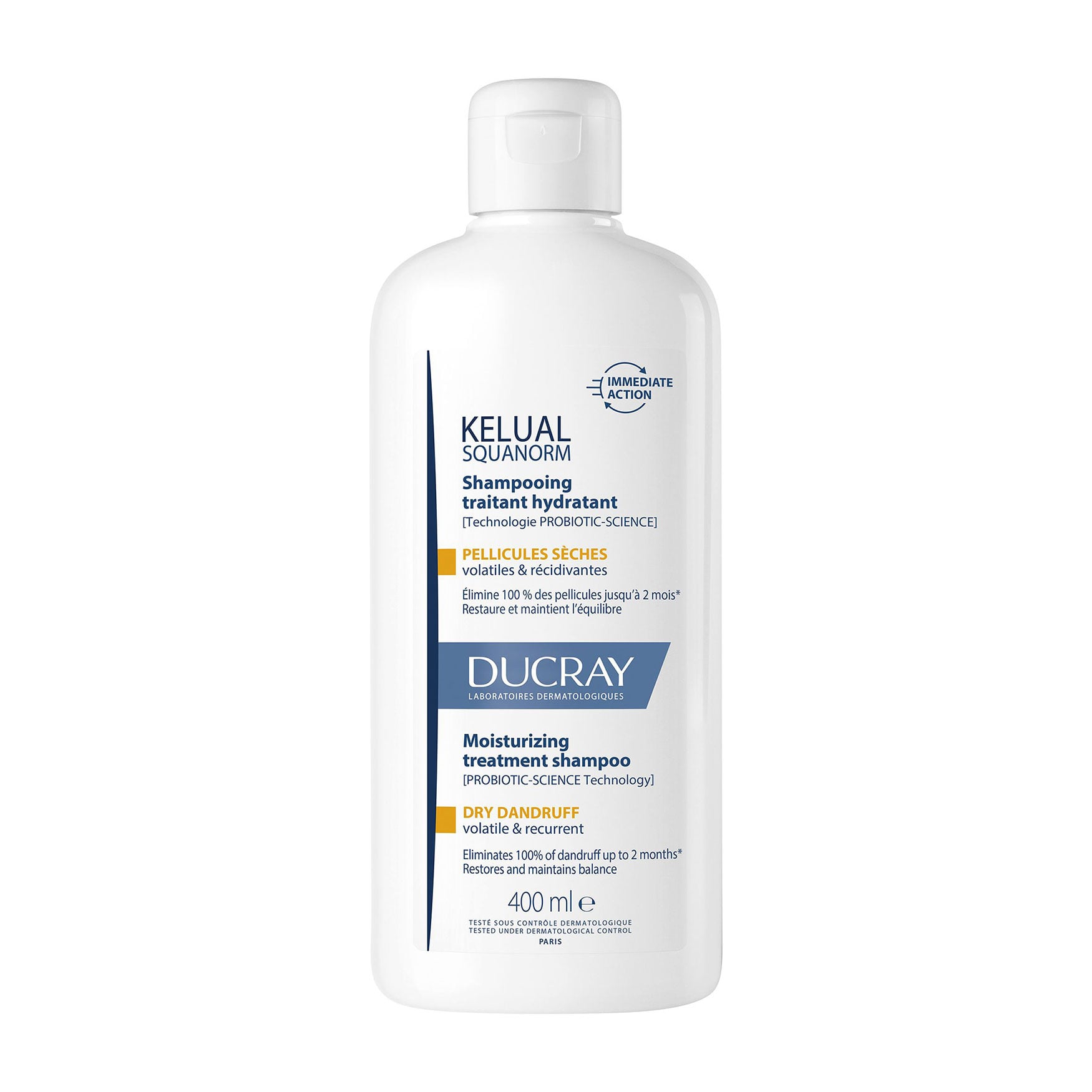 Зволожувальний шампунь для волосся Ducray Kelual Squanorm Moisturizing Treatment Shampoo проти сухої лупи, 400 мл