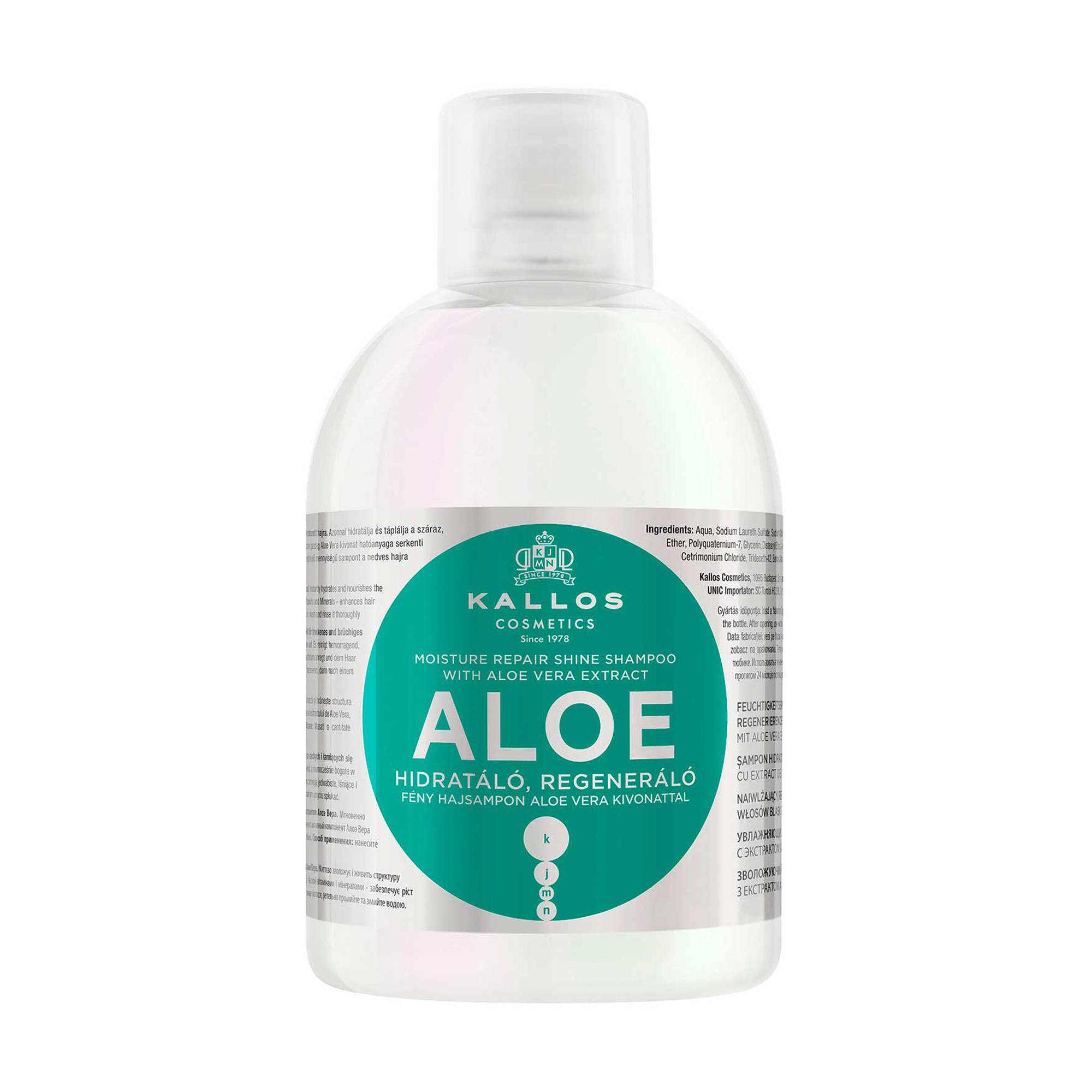 Зволожувальний шампунь для волосся Kallos Cosmetics Aloe Vera Full Repair Shampoo з екстрактом Алое Вера, 1 л