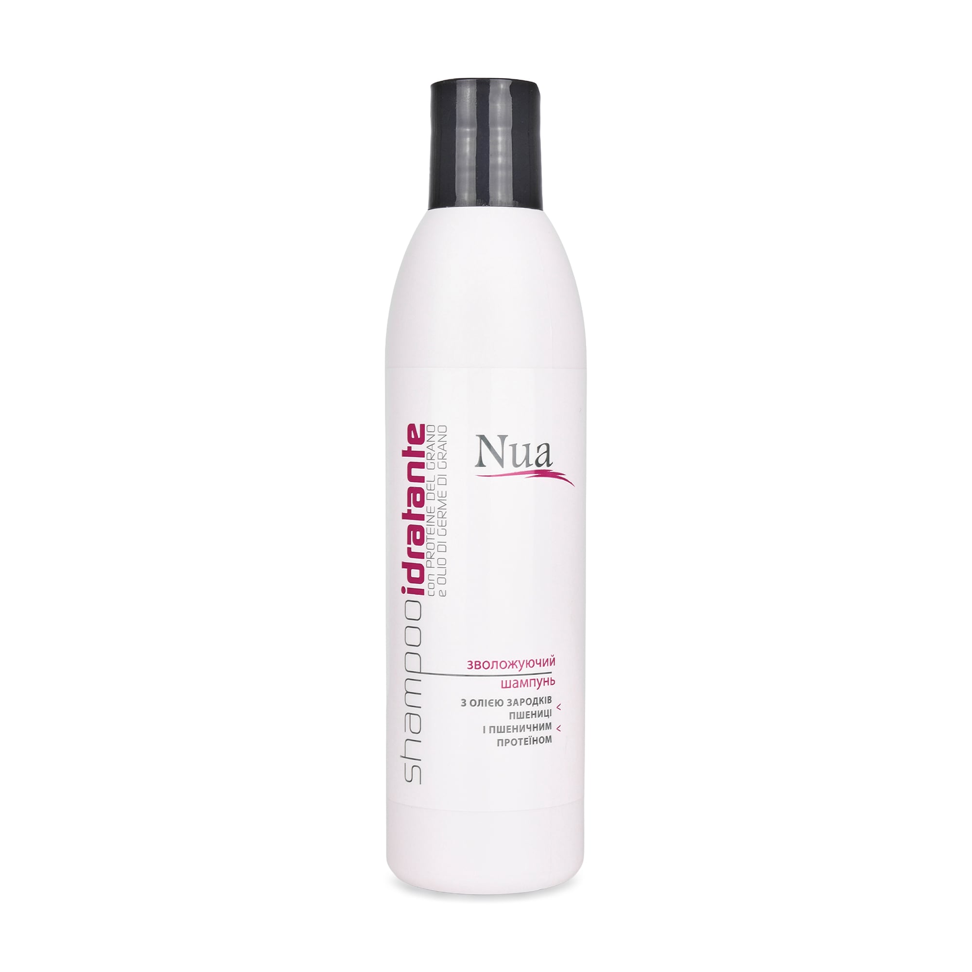 Зволожувальний шампунь для волосся Nua Shampoo Idratante з олією зародків пшениці та пшеничним протеїном, 250 мл