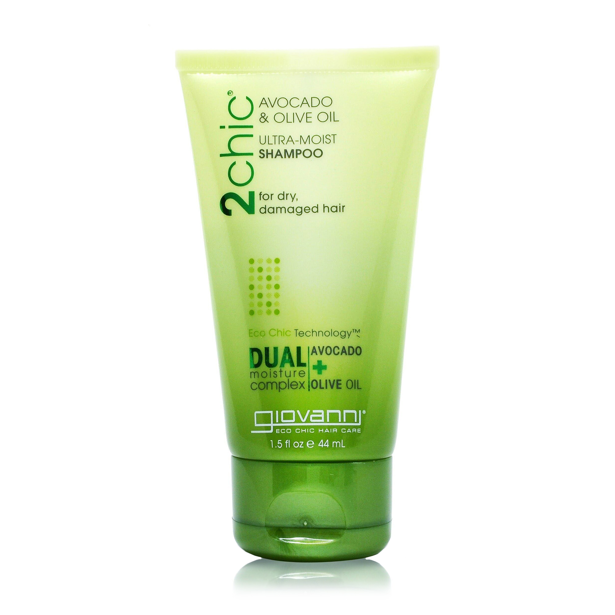 Зволожувальний шампунь Giovanni 2chic Ultra-Moist Shampoo Avocado &amp; Olive Oil для сухого та пошкодженого волосся, з оливковою олією та авокадо, 44 мл