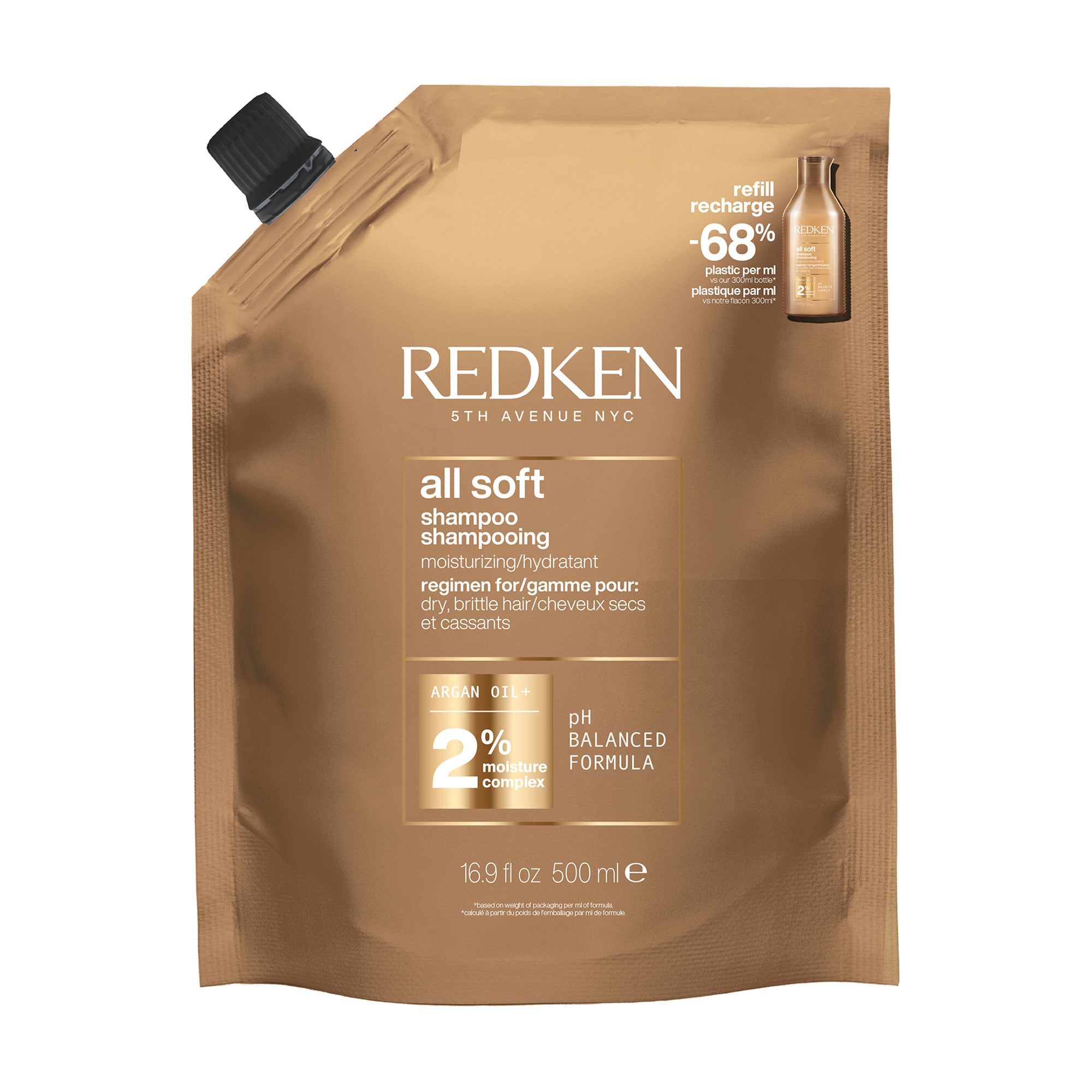 Зволожувальний шампунь Redken All Soft Shampoo для сухого та ламкого волосся, 500 мл (дойпак)