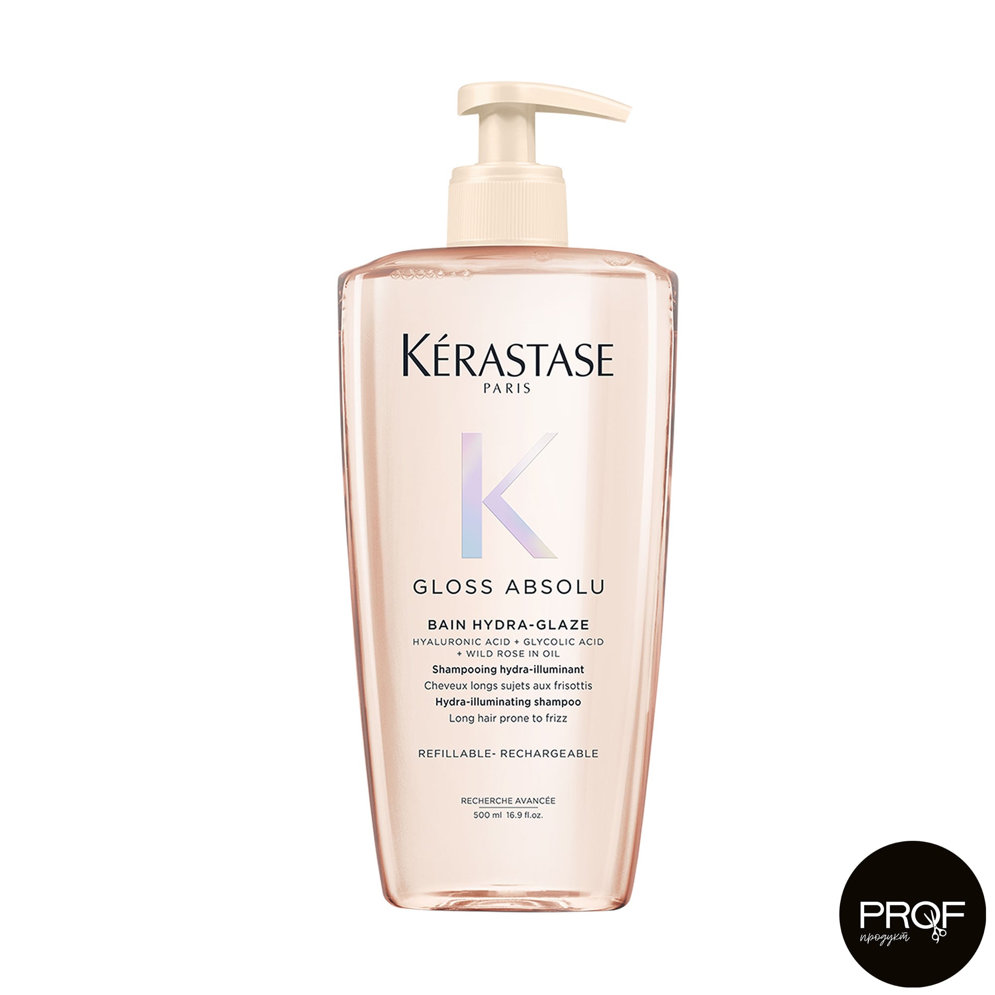Зволожувальний шампунь-ванна Kerastase Gloss Absolu Bain Hydra-Glaze Hydra-Illuminating Shampoo для блиску довгого, неслухняного волосся, 500 мл