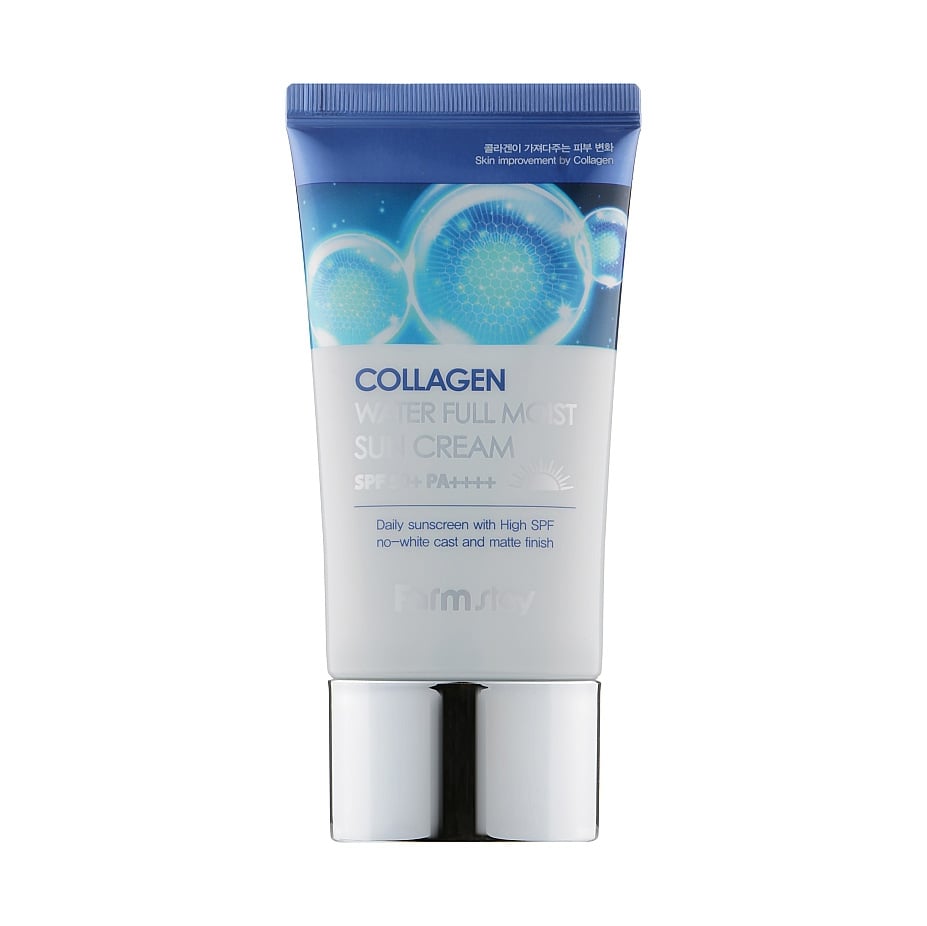 Зволожувальний сонцезахисний крем для обличчя FarmStay Collagen Water Full Moist Sun Cream SPF 50+/PA++++ з колагеном, 50 мл