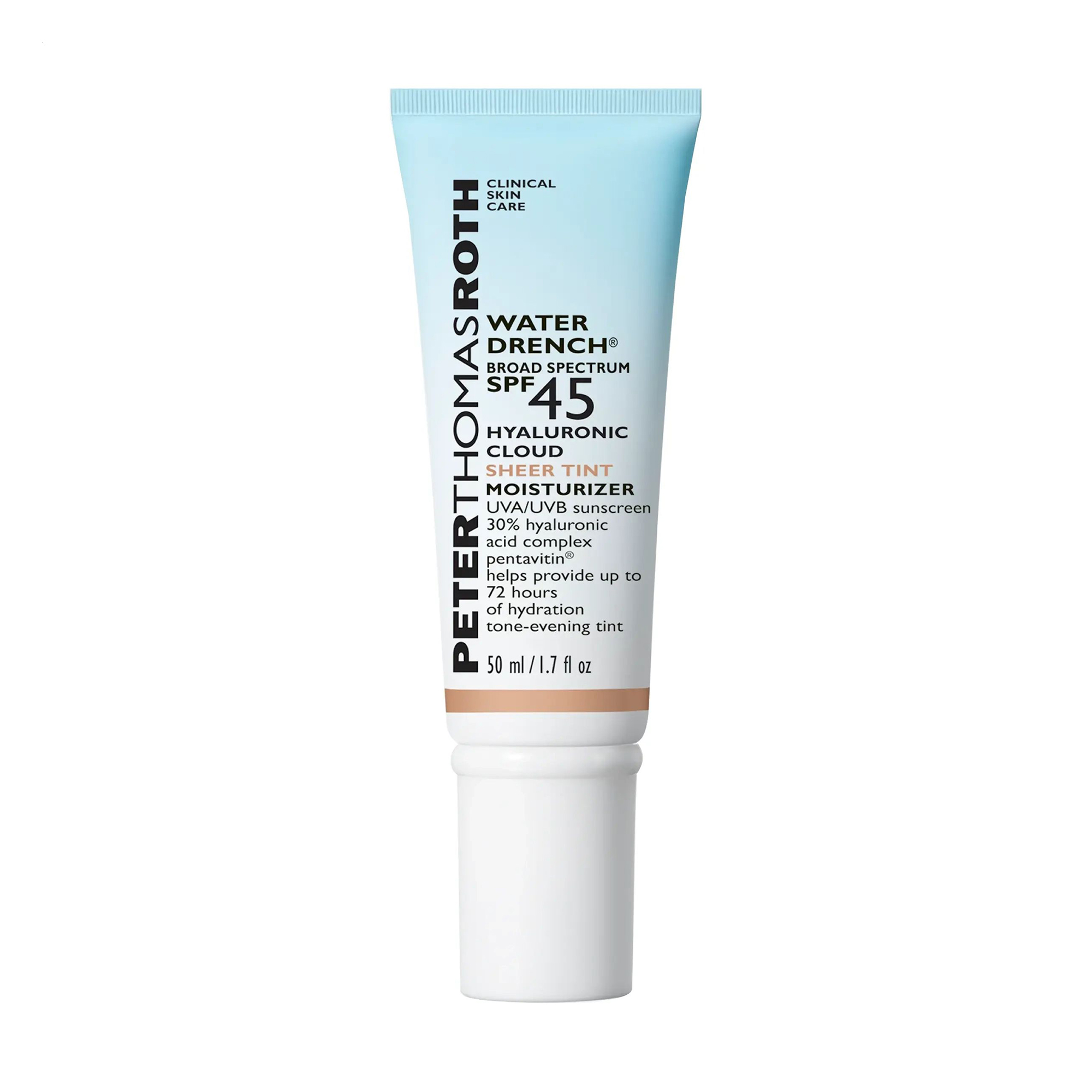 Зволожувальний сонцезахисний тінт для обличчя Peter Thomas Roth Water Drench Broad Spectrum Hyaluronic Cloud Sheer Tint Moisturizer, SPF 45, 50 мл