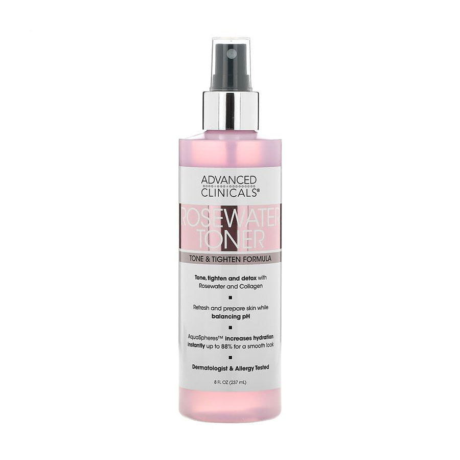 Зволожувальний спрей-тонік для обличчя Advanced Clinicals Rosewater Toner Tone &amp; Tighten Formula, 237 мл