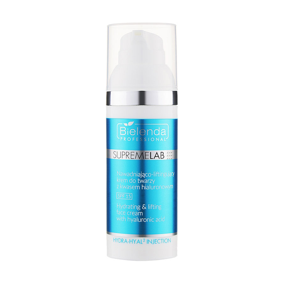 Зволожувальний та ліфтинговий крем для обличчя Bielenda Professional Supremelab Hydra-Hyal2 Injection Face Cream SPF 15 з гіалуроновою кислотою, 50 мл