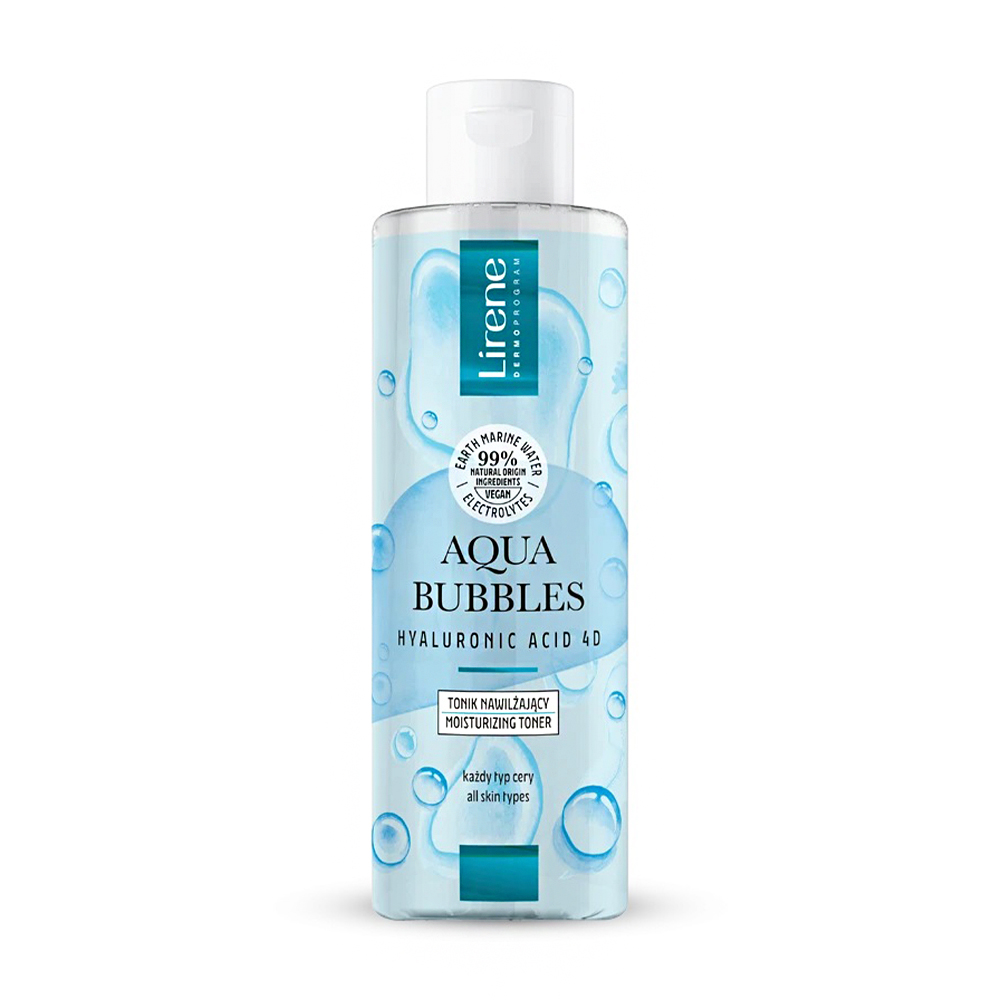 Зволожуючий тонік для обличчя Lirene Aqua Bubbles Hyaluronic Acid 4D Moisturizing Tonic, 200 мл