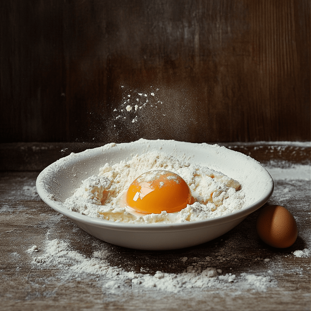 Блюда с яйцами и мукой на сковороде без духовки